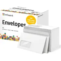 Infowerk NIEUW: Enveloppen met venster, DIN Lang, onbedrukt, 100 stuks