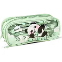 LONGZIMING -Etui met 3 Vakken - Grote Pennenzak met Transparante Vakken - Opbergetui met Ritssluiting - Voor Schoolspullen, Make-up en Accessoires - 1 Stuk