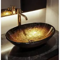 Sapho Selva glazen opbouwwastafel 50,5x38cm goud