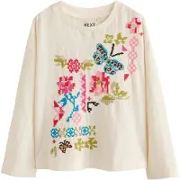 Next Shirt ecru / blauw / kiwi / rosa