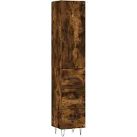 vidaXL Hoge kast 34,5x34x180 cm bewerkt hout gerookt eikenkleurig