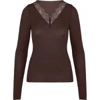Hunkemoller Onderhemd 'V-neck with Cashmere' chocoladebruin