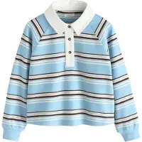 Next Shirt lichtblauw / chocoladebruin / wit