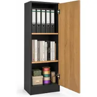 VCM Mehrzweckschrank mit 1 Drehtür, 38 x 114 x 32 cm, Wohnzimmerschrank, Büroschrank und Aufbewahrungsschrank mit 3 Fächer - Dilos