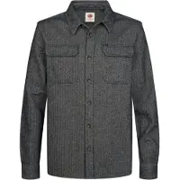 Petrol Industries - Heren Katoenen overshirt in visgraatpatroon steelline - Blauw