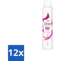 Dove 12 x – Deodorant Spray – Glow Up – 200 ml - Anti-transpirant Spray - Zweetvermindering - Geurvermindering - Fris - Bloemig