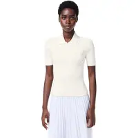 Lacoste Gebreid geribbeld poloshirt voor dames (Wit)