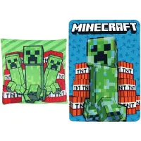 Minecraft slaapkamerset; kussen en fleece deken