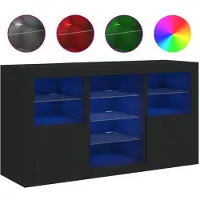 vidaXL Dressoir met LED-verlichting 123x37x67 cm zwart