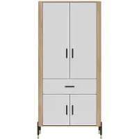 Furniture24 Garderobekast Dante Dt16, draaideurkast, 93 X 197 X 56 Cm - Cremona eik/wit