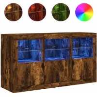 vidaXL Dressoir met LED-verlichting 123x37x67 cm gerookt eikenkleurig