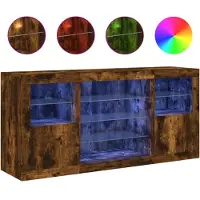 vidaXL Dressoir met LED-verlichting 142,5x37x67 cm gerookt eikenkleur