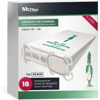 McFilter I 18 stofzuigzak, compatibel met Vorwerk Kobold VK 135 136 135SC VK135 VK136 stofzuigers, met hygiënische sluiting. Alternatief voor FP135/136. 5-laags, gemaakt van vlies. Zaktype VO 8335