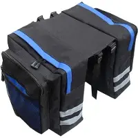 Unyqoos Dubbele fietstas 30L – waterdichte bagagetas van 600D PVC, met reflecterende details, 2 zijtassen voor de achterdrager, blauw, geschikt voor boeken en laptops