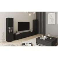MINIO go for it MINIO, wandmeubel BRELA III, 3-delig, TV-meubel met vitrine en kast, met LED-verlichting, 210 cm, zwart