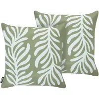 Beliani ALISMA - Set van 2 tuinkussens - Olijfgroen - 45 x 45 cm - Polyester