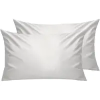 Famanu – Set van 2 kussenslopen van 100% katoen, 300 draden, ademend en zacht, 50 x 90 cm, wit