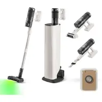 Roborock H60 Hub Pro draadloze stofzuiger met automatische afzuigstation, 170 AW zuigkracht voor tapijten en harde vloeren, 80 minuten gebruiksduur, anti-klitborstel, groene LED-stofdetectie