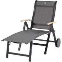 Hartman Ligbed Alice Comfort Lounger With Teak Armrests High Xerix Frame Anthracite Textylene