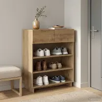 vidaXL Schoenenkast 73 x 38 x 87,5 cm Bewerkt hout Artisanaal eiken