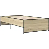 vidaXL Bedframe, Sonoma-eikenhout, 75x190 cm, combinatie van houtvezel en metaal