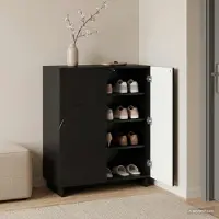 vidaXL Schoenenkast 73 x 38 x 87,5 cm Bewerkt hout Zwart
