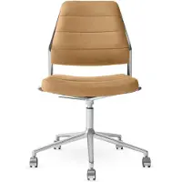 Vipp 454+ Draaistoel Met Wieltjes - Bureaustoelen Leer Camel Leather - 454+71C01