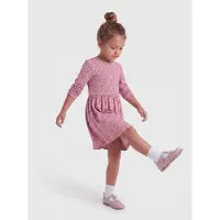 ONLY KIDS MINI gebloemde korte jurk met plooien - roze Meisjes Stretchkatoen Ronde hals - maat 122