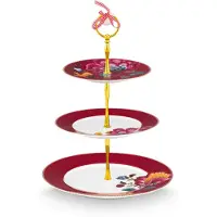 Pip studio Taartplateau Home Cake Stand 3/Layers Blooming Tales Fantasy Dark Red