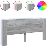vidaXL Hoofdbordkast met LED 220x16,5x103,5 cm grijs sonoma eikenkleur