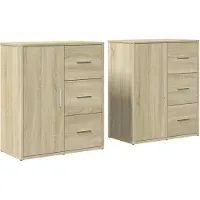 vidaXL Dressoirs 2 st 60x31x70 cm bewerkt hout sonoma eikenkleurig