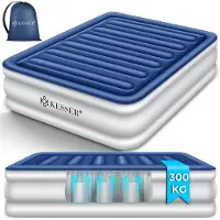 Kesser Luchtbed Opblaasbaar Matras met Ingebouwde Elektrische Pomp Verhoogd Opblaasbaar Matras voor Overnachtende Gasten met Opbergtas en Reparatiekit - Dubbel Blauw / Wit