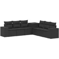 vidaXL Bankstel 7 st Zwart Poly Rattan en Staal