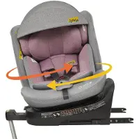 MODFU - Autostoeltje - 360° Draaibaar - I-Size R129 - Isofix - 40-150 Cm - Roze Grijs