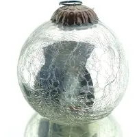 Kaemingk Kerstbal Craquelé Zilverkleurig Ø 7,5 cm - Glas