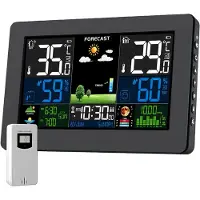 Tyr Weerstation - Thermometer Hygrometer - Weerstation Binnen en Buiten - Zwart - 3cm x 21cm x 13cm