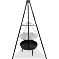 CCLIFE Driepoot bbq - Draaibare barbecue met grillrooster - BBQ Tripod 166 cm hoog Draaibaar antisliprooster Multifunctionele draagbare barbecue