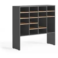 Vicco schoenenkast Hermia, Antraciet/Goudkleurig Eiken, 104.2 x 99 cm met 16 open vakken