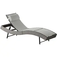 Outsunny eenpersoons rotan ligstoel (niet-eenvoudig) - Geweven hars, metaal - 198 x 61 x 44 cm - Lichtgrijs