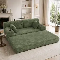 STILVORA Slaapbank 168 Cm - 2 Zits Met Hoge Rugleuning En Bekerhouders - Voor Woonkamer En Kleine Ruimtes - Cord Groen