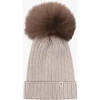Huttelihut Muts - Wol - Camel Melange m. Pom-Pom - - 2-4 jaar (92-104) - Mutsen