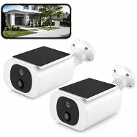 Avylet 4MP/2K Solar Beveiligingscamera voor Buiten, Draadloze WiFi Camera met Accu, PIR Bewegingssensor, Audio en Kleuren Nachtzicht 2pcs