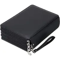 VHV - Etui - Groot etui met 3 lagen en ritssluiting - Pennenzak met polsband - Geschikt voor circa 200 pennen, schoolspullen en knutselmateriaal - Bloemenpatroon - 28*20*8cm - Zwart