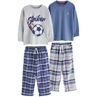 Next - Jongens - Set van 2 geweven geruite pyjama's - Blauw