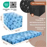 Kesser Vouwmatras - 3-voudig opvouwbaar logeermatras, 15 cm schuim, wasbare hoes - 90 x 200 cm blauw