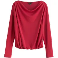 Next - Dames - Top met drapering, lange mouwen en geschulpte zoom - Rood
