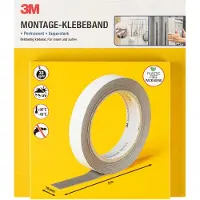 3M Dubbelzijdige Montagetape - Standaard - Afmetingen: 5 m x 1,9 cm - Bevestiging voor binnen en buiten - Hecht op verschillende ondergronden
