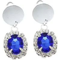 Charme Bijoux Clip oorbellen -Blauw Strass zilverkleur Ximena 3.5 cm- geen gaatje-