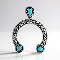 Cavill - Hanger 925 Sterling Zilver geoxideerd - 0,94 ct Blauwe Kingman Mohave Turkoois - Druppelvormig Cabochon - Elegant & Natuurlijk