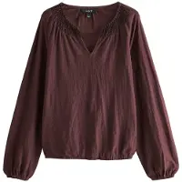 Next - Dames - Top met lange mouwen en inkeping bij de hals - Rood
